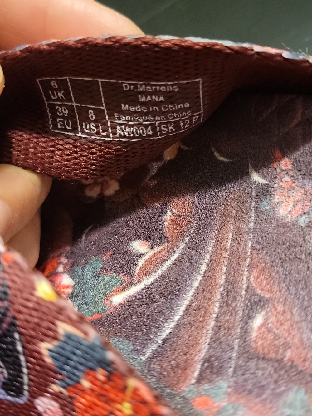 Dr. Martens Burgundy Floral Toe-Post Sandals - Picture 5 of 5